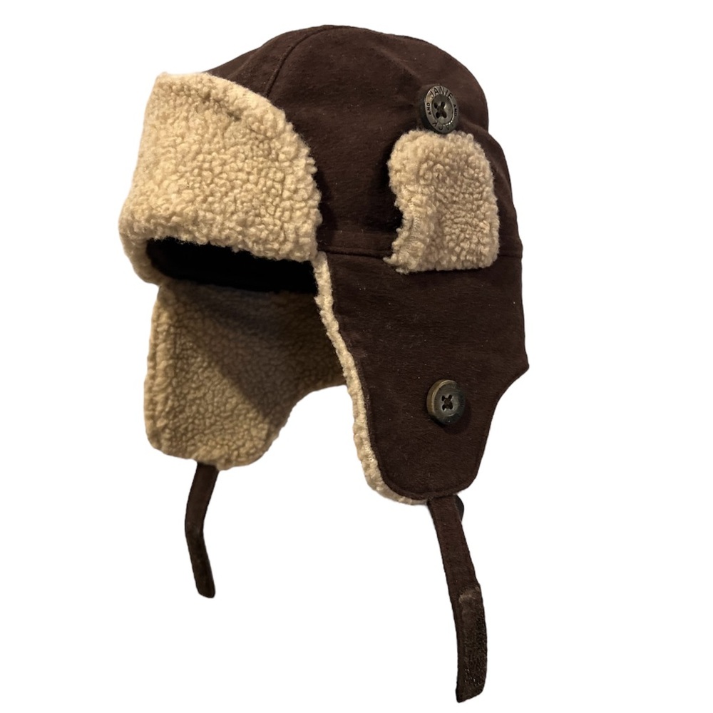 Jamie and Jack Brown and Cream Trapper Hat with Faux Fur Lining